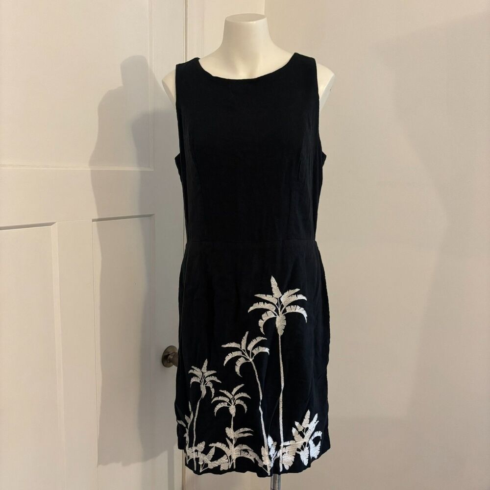 Jason Wu size 10 Linen Rayon Blend Embroidered Palm Tree Summer Vacation Dress